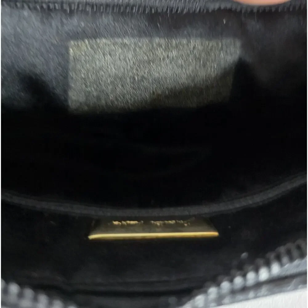 Vintage Judith Leiber Black Ostrich Leather Shoulder Bag Handbag Crescent Shape